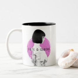 Niedliche und klassische Girl Pink und Black Zweifarbige Tasse