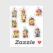 niedliche und kleine Häuser Aufkleber (Blatt)