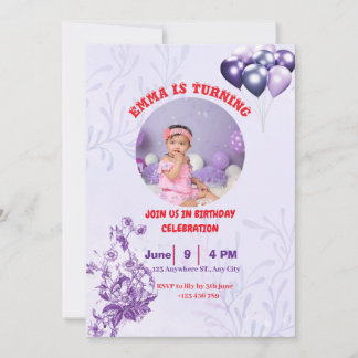 niedliche und Lila Wasserfarbe Einladung zum Gebur