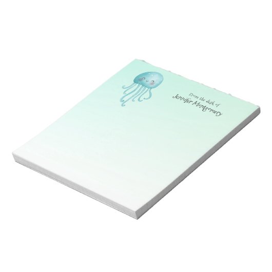 Niedliche und lustige blaugrüne Quallen Notizblock (Rotiert)