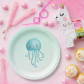 Niedliche und lustige blaugrüne Quallen Pappteller (Party)