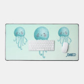 Niedliche und lustige blaugrüne Quallen Schreibtischunterlage (Tastatur & Maus)
