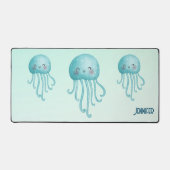 Niedliche und lustige blaugrüne Quallen Schreibtischunterlage (Vorderseite)