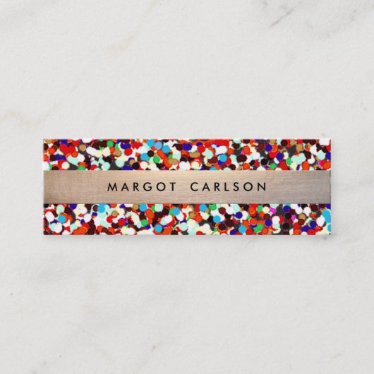 Niedliche und lustige Coole Konfetti Gold gestreif Mini Visitenkarte (Vorderseite)