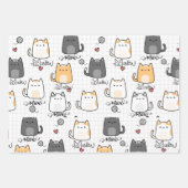 Niedliche und lustige Doddle Cats Lover Geschenkpapier Set (Vorderseite)