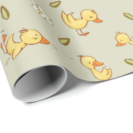 Niedliche und lustige Ducklings auf hellgrün Geschenkpapier (Rolleneckpunkt)