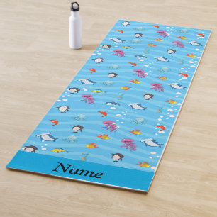 niedliche und lustige Fischblauer Personalisierte Yogamatte
