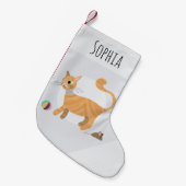 Niedliche und lustige Girls Ginger Tabby Cat Carto Kleiner Weihnachtsstrumpf (Vorderansicht (hängend))