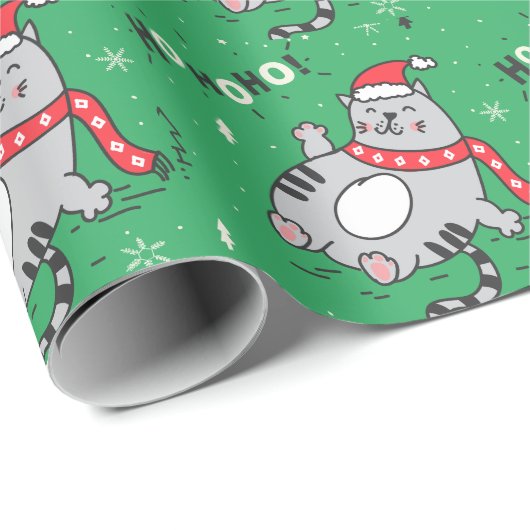 Niedliche und lustige Katze Weihnachten freudige G Geschenkpapier (Rolleneckpunkt)