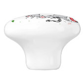 Niedliche und lustige Katze Weihnachten freudige G Keramikknauf (Seitenansicht)