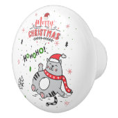 Niedliche und lustige Katze Weihnachten freudige G Keramikknauf (Rechts)