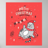 Niedliche und lustige Katze Weihnachten freudige G Poster (Vorne)