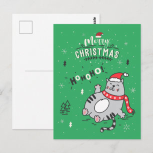 Niedliche und lustige Katze Weihnachten freudige G Postkarte