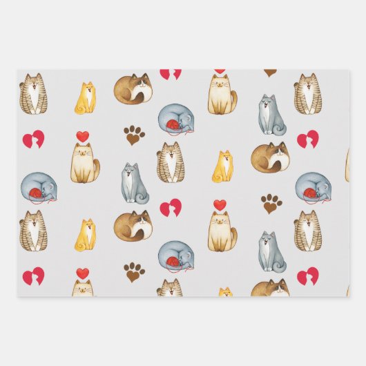 Niedliche und lustige Katzen Geschenkpapier Set (Vorderseite 2)