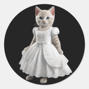 niedliche und lustige Katzen mit Kleidung Runder Aufkleber