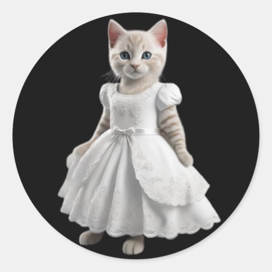 niedliche und lustige Katzen mit Kleidung Runder Aufkleber (Vorderseite)