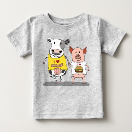 Niedliche und lustige Kuh-und Schwein-Freunde Baby T-shirt (Vorderseite)
