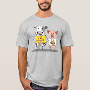 Niedliche und lustige Kuh-und Schwein-Freunde T-Shirt