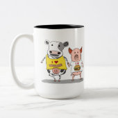Niedliche und lustige Kuh-und Schwein-Freunde Zweifarbige Tasse (Links)