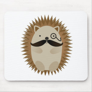 Niedliche und lustige Mustache und Monocle Igel Mousepad