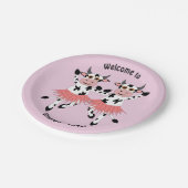 Niedliche und lustige tanzende Kühe Pappteller (Schrägansicht)