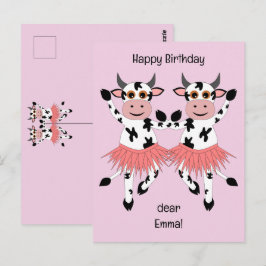 Niedliche und lustige tanzende Kühe Postkarte