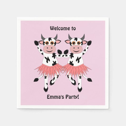 Niedliche und lustige tanzende Kühe Serviette (Vorderseite)