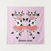 Niedliche und lustige tanzende Kühe Wandteppich (Vorderseite)