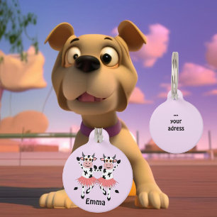 Niedliche und lustige Tanzkühe, nach Maß Haustiermarke