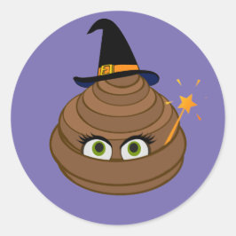 Niedliche und lustige Witchy Kackte Emoji Runder Aufkleber
