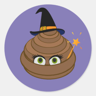 Niedliche und lustige Witchy Kackte Emoji Runder Aufkleber