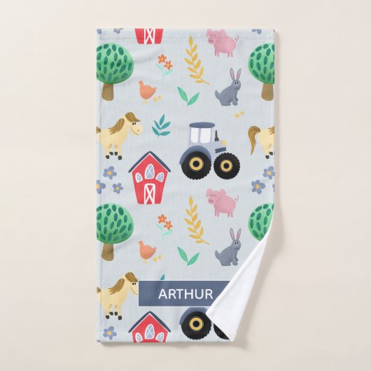 Niedliche und moderne blaue Farm Traktor Muster Ki Badhandtuch Set (Handtuch)