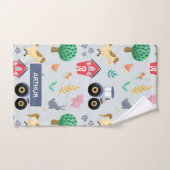 Niedliche und moderne blaue Farm Traktor Muster Ki Badhandtuch Set (Handtuch)