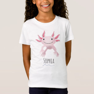 Niedliche und moderne rosa Axolotl und Name Kinder T-Shirt