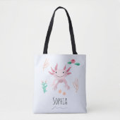 Niedliche und moderne rosa Axolotl und Name Kinder Tasche (Vorderseite)