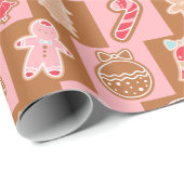 Niedliche und moderne Weihnachten in Rosa und Brau Geschenkpapier (Rolleneckpunkt)