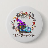 Niedliche und Punny Witch Cat Button (Vorderseite)