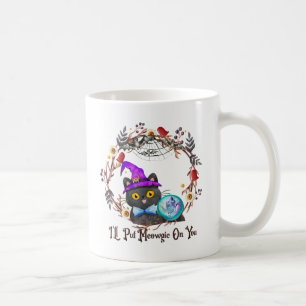 Niedliche und Punny Witch Cat Kaffeetasse