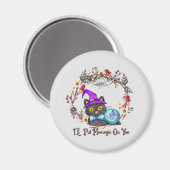 Niedliche und Punny Witch Cat Magnet (Vorderseite/Rückseite)