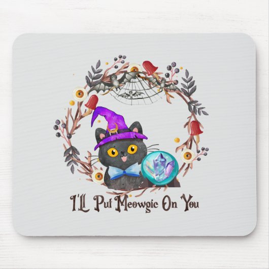 Niedliche und Punny Witch Cat Mousepad (Vorne)