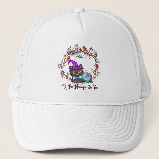 Niedliche und Punny Witch Cat Truckerkappe (Vorderseite)