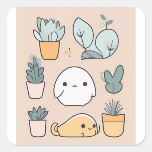 Niedliche und raue Katze Quadratischer Aufkleber (Vorderseite)