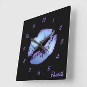 Niedliche und schicke Lipstick-Drucke Quadratische Wanduhr (Winkel)
