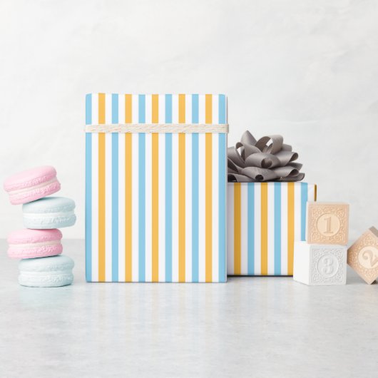 Niedliche und schicke, warme Gelb- und Baby-Blue-S Geschenkpapier (Babyparty)