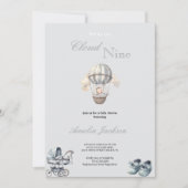 niedliche und schlicht graue Babydusche Einladung (Vorderseite)