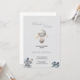 niedliche und schlicht graue Babydusche Einladung