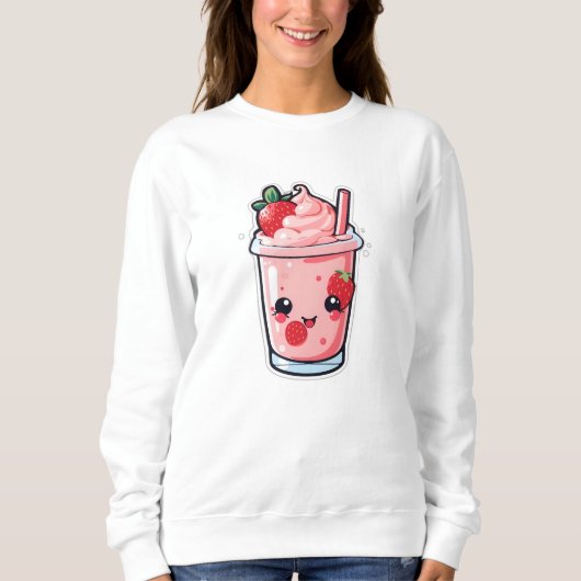 niedliche und schöne Kawaii Erdbeermilch Sweatshirt (Vorderseite)