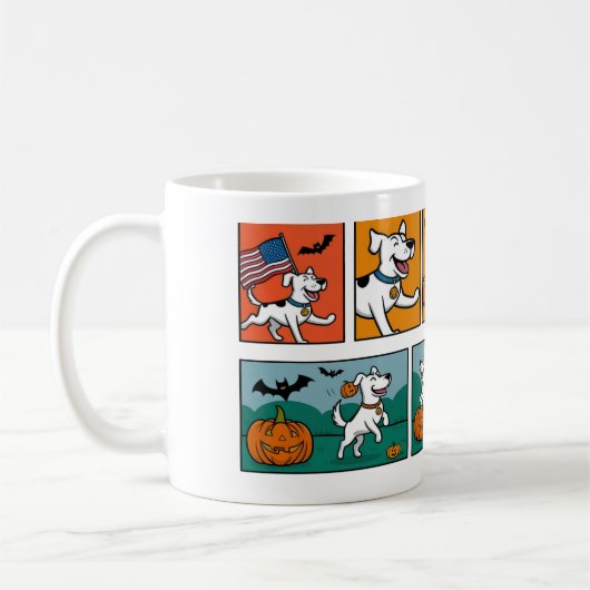 Niedliche und sonnige Halloween-Tasse mit Geistern Kaffeetasse (Links)