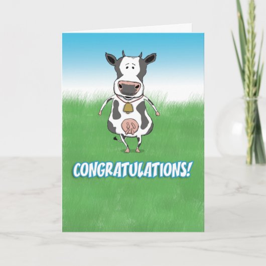 Niedliche und sonnige Kuh vor Ort Glückwünsche Karte (Vorderseite)