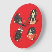 Niedliche und sonnige Weihnachtskatzen Große Wanduhr (Winkel)